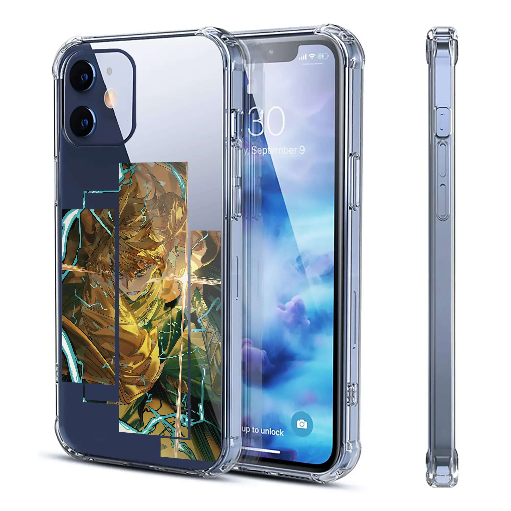 鬼滅の刃 グッズ,我妻 善逸 - IPhone 12シリーズ対応 ・ 透明スマホケース ・ クリアソフトケース ・ TPU素材 ・ 耐衝撃 ・ 高密着 ・ 防汚 防指紋 ・ 簡単着脱